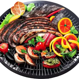 BBQ dish with vegetables